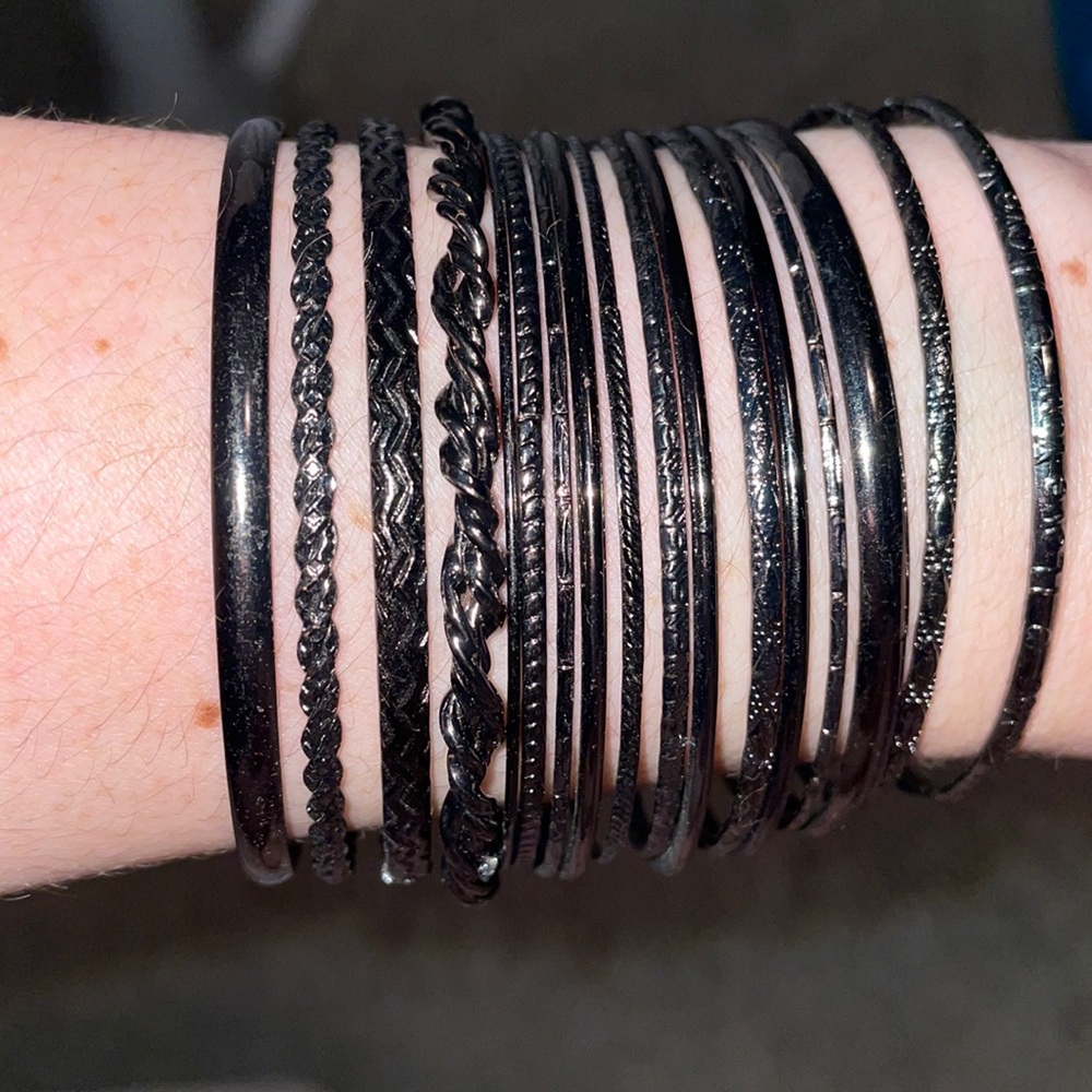 Dark silver Bangle bracelets
